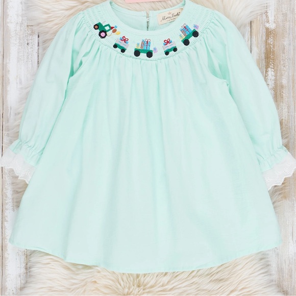 Marie Nicole Sweet Mint Smocked Train Dress - Picture 1 of 5